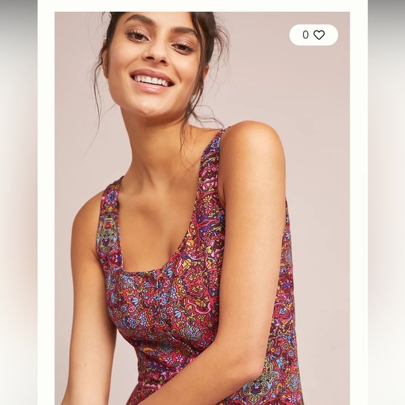 Anthropologie Maeve Violette Boho floral tank flare midi Dress size 16 - Picture 3 of 9